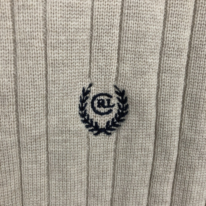 Ralph Lauren Chaps V-neck cotton knit vest, men's size L cotton Beige type Vintage Second Hand