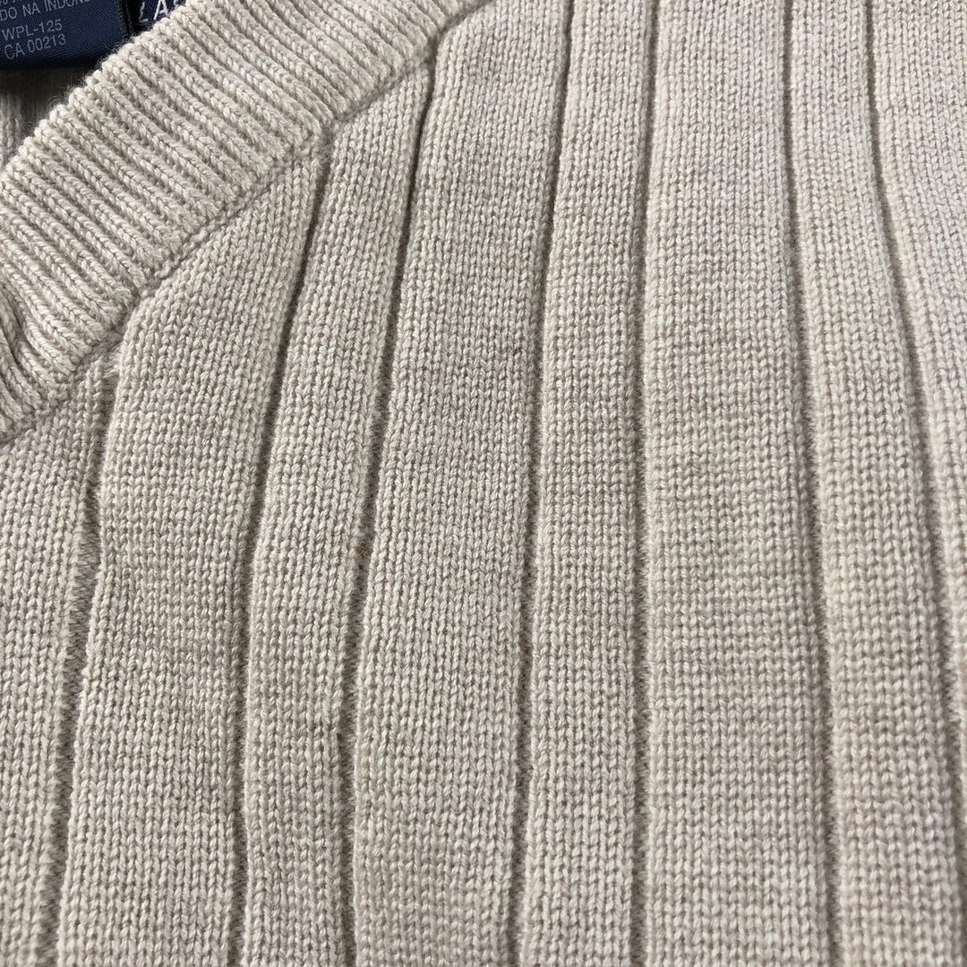 Ralph Lauren Chaps V-neck cotton knit vest, men's size L cotton Beige type Vintage Second Hand