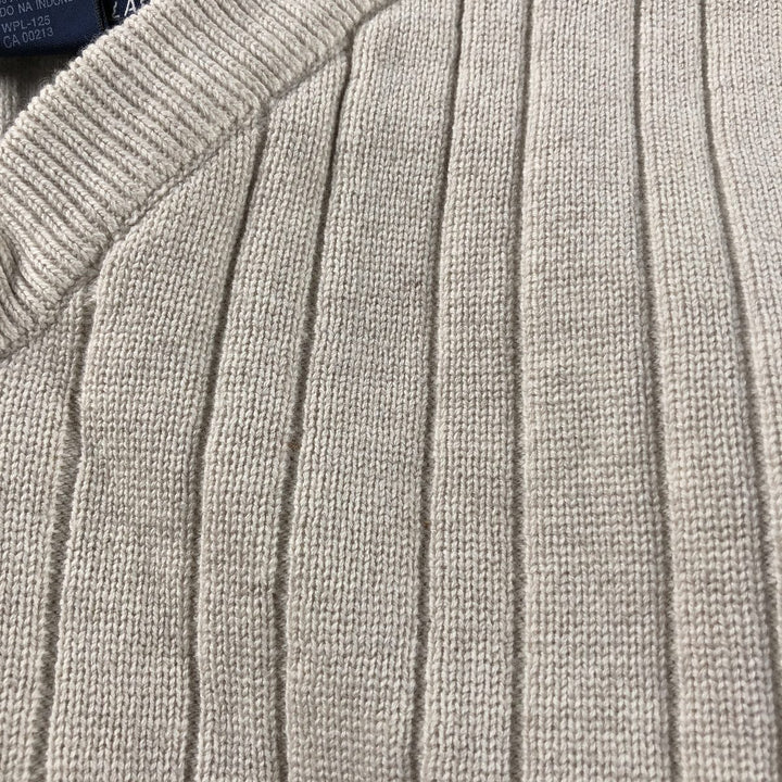 Ralph Lauren Chaps V-neck cotton knit vest, men's size L cotton Beige type Vintage Second Hand