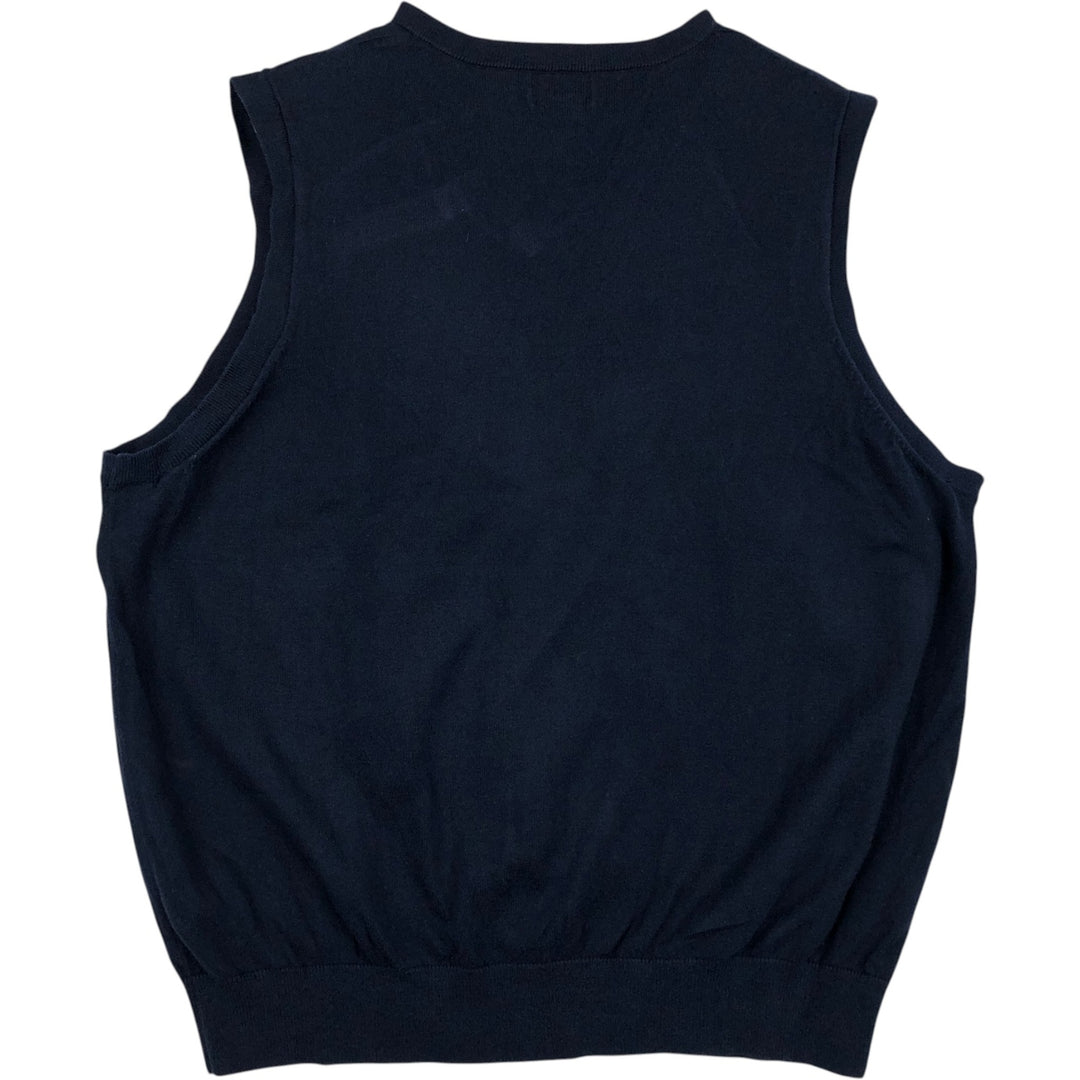 90s-00'S L.L.Bean Cashmere Blend V-Neck Cotton Knit Vest, Men's XXL (approx.) cotton navy blue type Vintage Second Hand