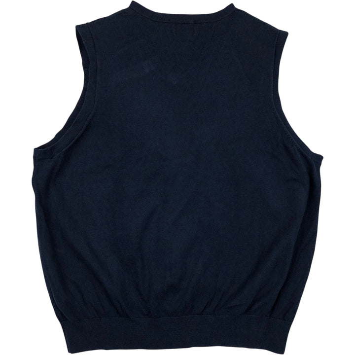 90s-00'S L.L.Bean Cashmere Blend V-Neck Cotton Knit Vest, Men's XXL (approx.) cotton navy blue type Vintage Second Hand