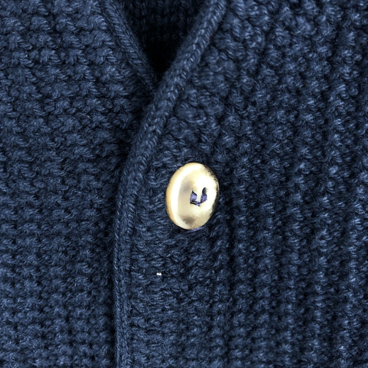 ~1990'S Eddie Bauer Open-Front Cotton Knit Vest, Made in USA, Men's Size M (Equivalent), Vintage cotton navy blue type Vintage Second Hand
