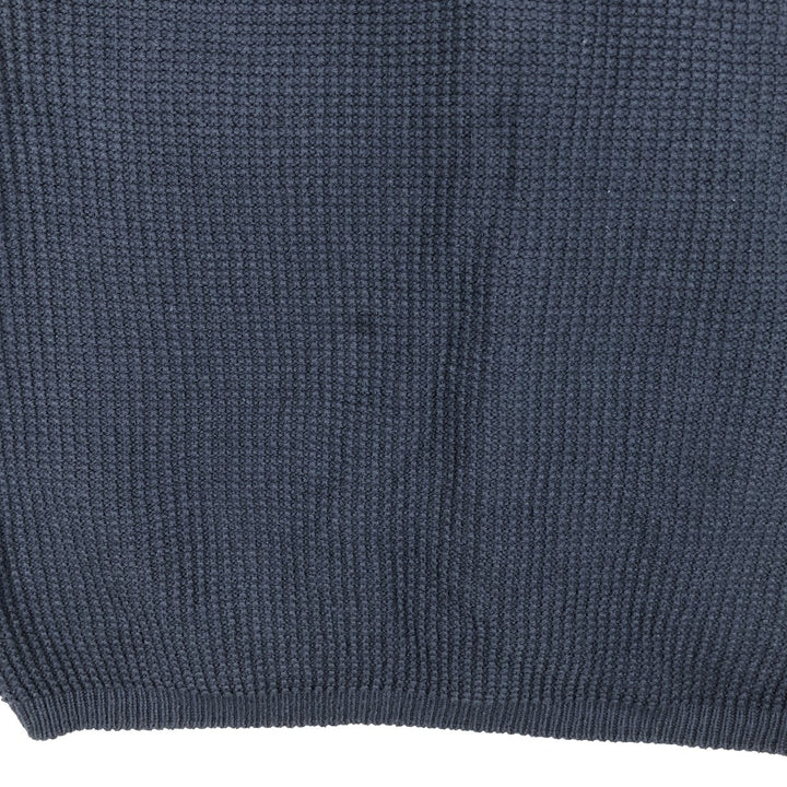 ~1990'S Eddie Bauer Open-Front Cotton Knit Vest, Made in USA, Men's Size M (Equivalent), Vintage cotton navy blue type Vintage Second Hand