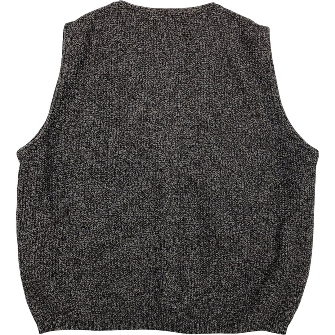 1990'S Eddie Bauer Open-Front Cotton Knit Vest, Made in USA, Men's Size L (Equivalent), Vintage cotton brown type Vintage Second Hand