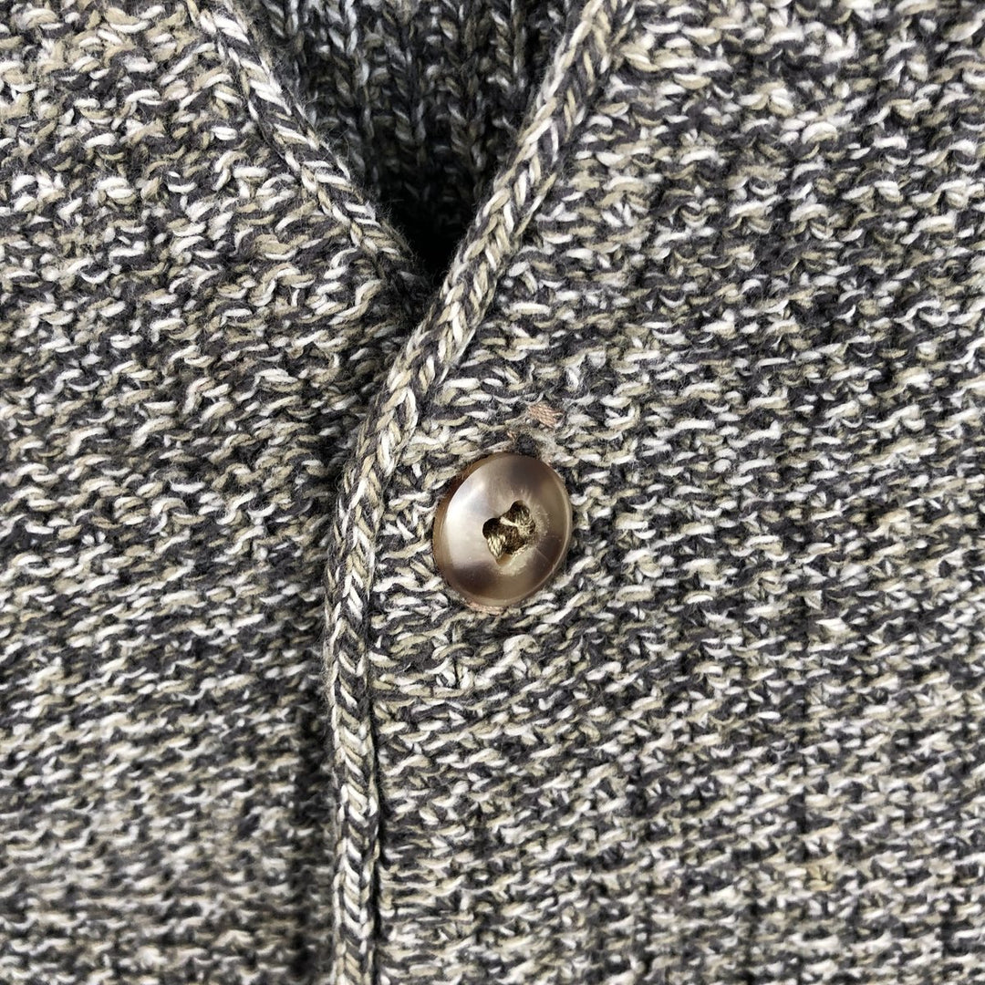 1990'S Eddie Bauer Open-Front Cotton Knit Vest, Made in USA, Men's Size L (Equivalent), Vintage cotton brown type Vintage Second Hand