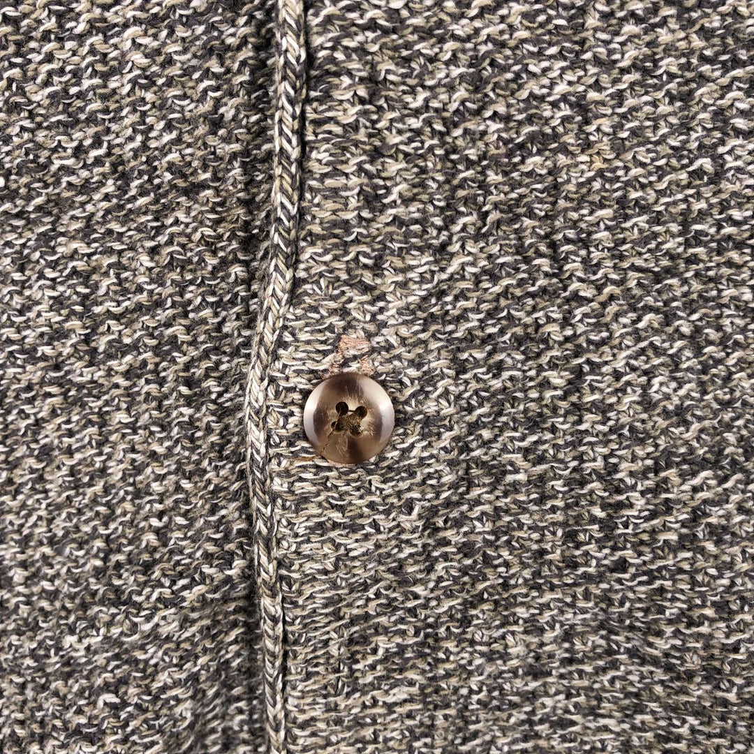 1990'S Eddie Bauer Open-Front Cotton Knit Vest, Made in USA, Men's Size L (Equivalent), Vintage cotton brown type Vintage Second Hand
