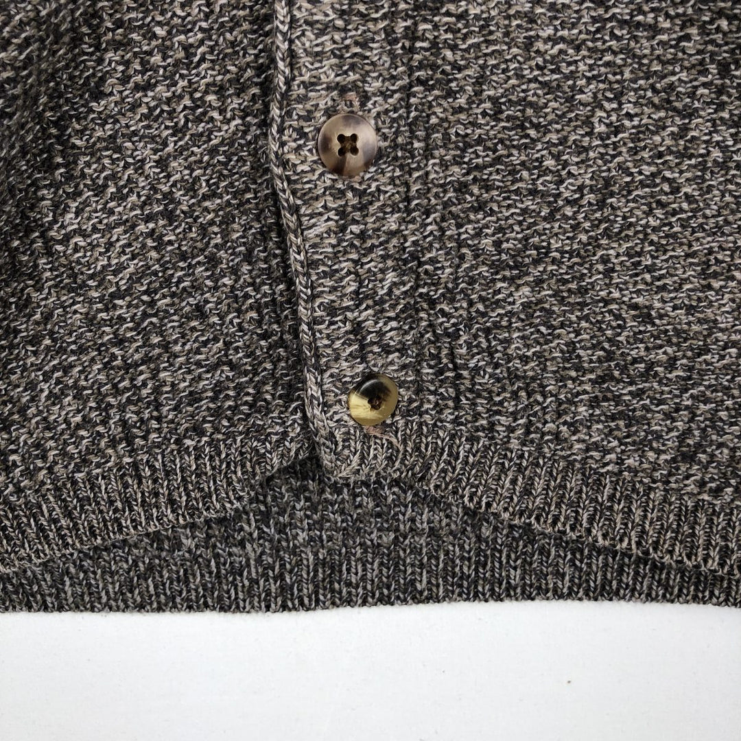 1990'S Eddie Bauer Open-Front Cotton Knit Vest, Made in USA, Men's Size L (Equivalent), Vintage cotton brown type Vintage Second Hand