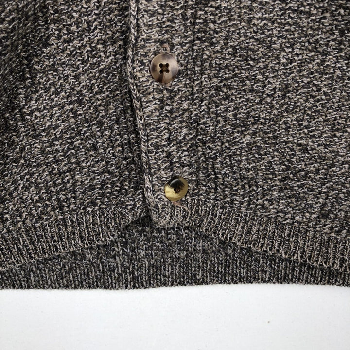 1990'S Eddie Bauer Open-Front Cotton Knit Vest, Made in USA, Men's Size L (Equivalent), Vintage cotton brown type Vintage Second Hand