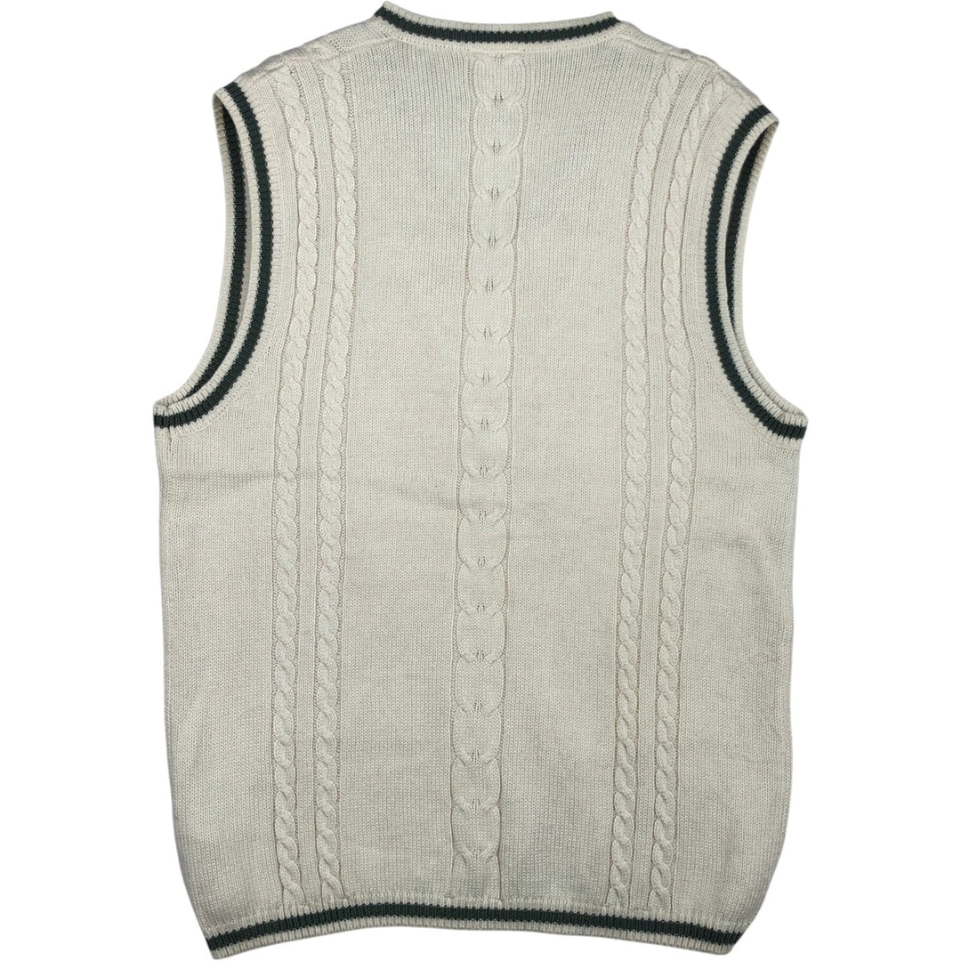 90s-era Nike V-neck Tilden acrylic x cotton knit vest, men's size M equivalent, vintage. cotton ivory Vintage Second Hand