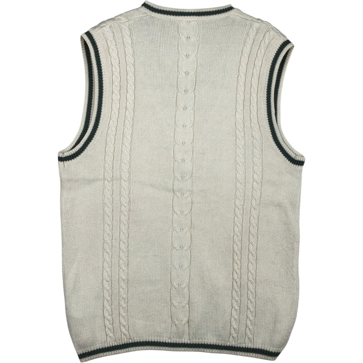 90s-era Nike V-neck Tilden acrylic x cotton knit vest, men's size M equivalent, vintage. cotton ivory Vintage Second Hand