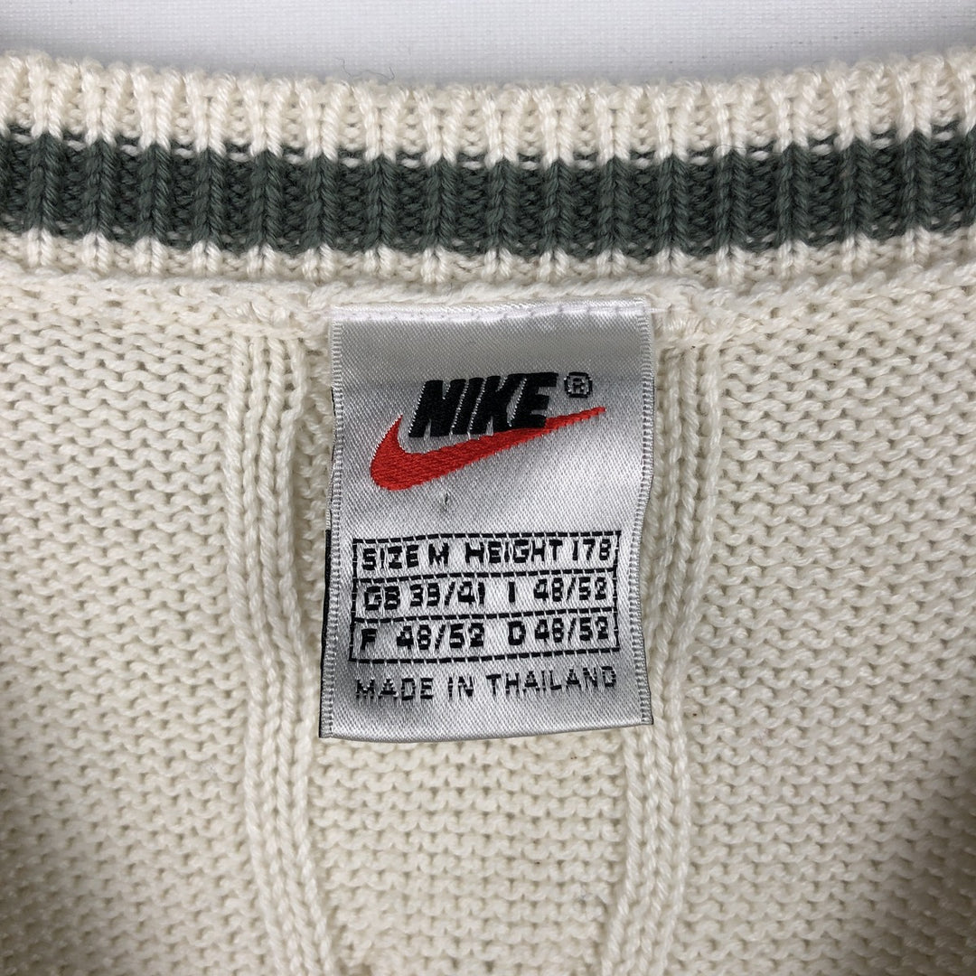 90s-era Nike V-neck Tilden acrylic x cotton knit vest, men's size M equivalent, vintage. cotton ivory Vintage Second Hand