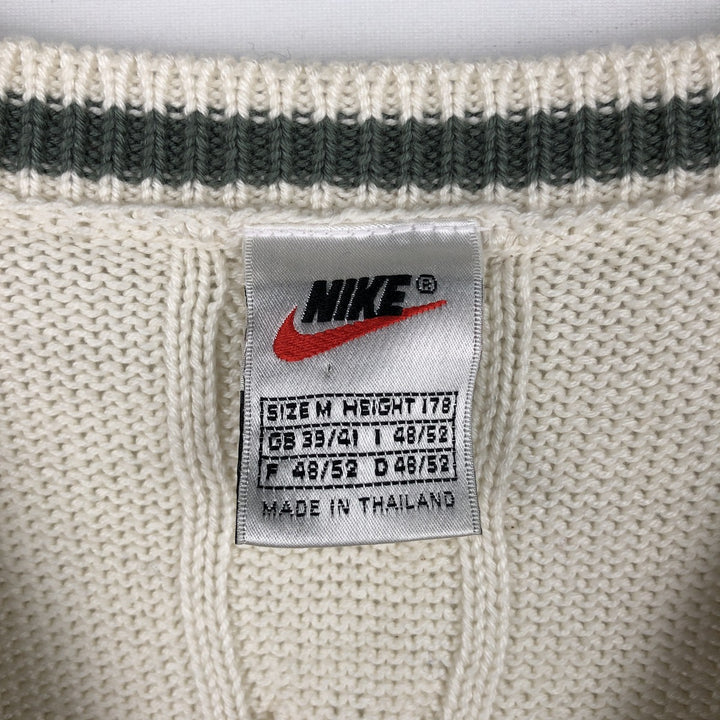 90s-era Nike V-neck Tilden acrylic x cotton knit vest, men's size M equivalent, vintage. cotton ivory Vintage Second Hand