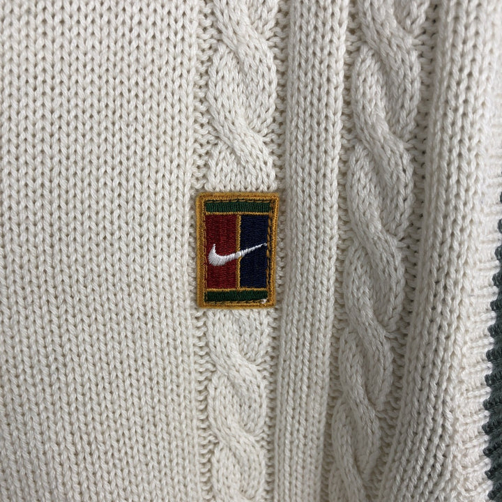 90s-era Nike V-neck Tilden acrylic x cotton knit vest, men's size M equivalent, vintage. cotton ivory Vintage Second Hand