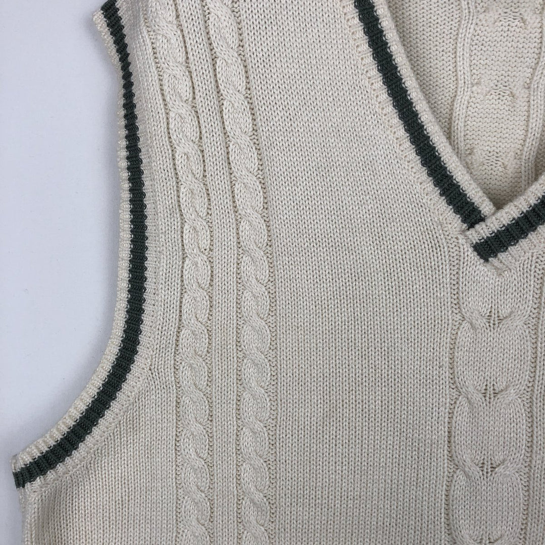 90s-era Nike V-neck Tilden acrylic x cotton knit vest, men's size M equivalent, vintage. cotton ivory Vintage Second Hand