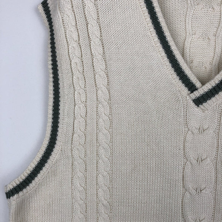 90s-era Nike V-neck Tilden acrylic x cotton knit vest, men's size M equivalent, vintage. cotton ivory Vintage Second Hand