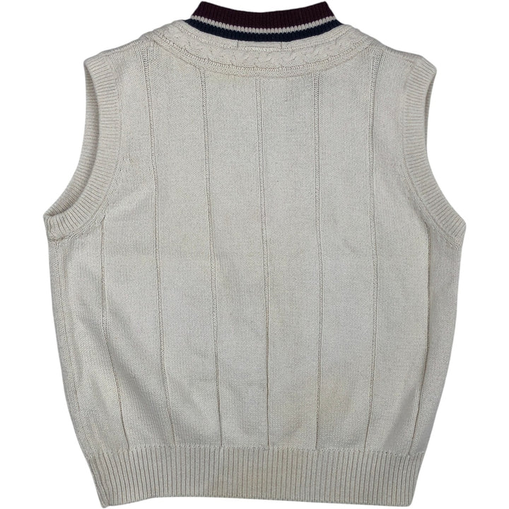 90s-00'S Nautica V-neck cotton knit vest, men's size M (approx.), vintage. cotton ivory Vintage Second Hand
