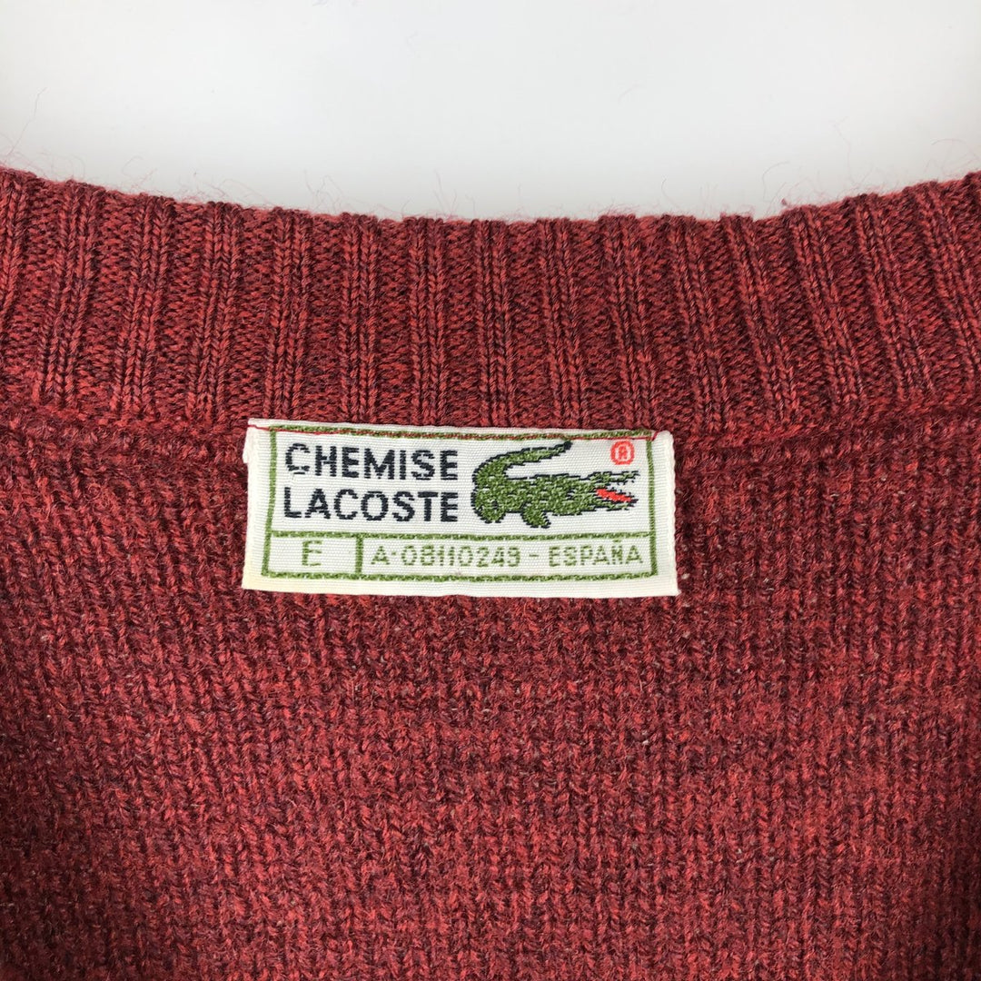 1980'S Lacoste Argyle Pattern V-Neck Wool x Acrylic Knit Vest, Made in Spain, Men's Size L (approx.), Vintage acrylic red type Vintage Second Hand