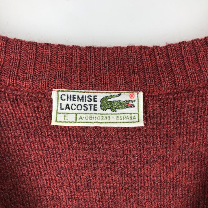 1980'S Lacoste Argyle Pattern V-Neck Wool x Acrylic Knit Vest, Made in Spain, Men's Size L (approx.), Vintage acrylic red type Vintage Second Hand