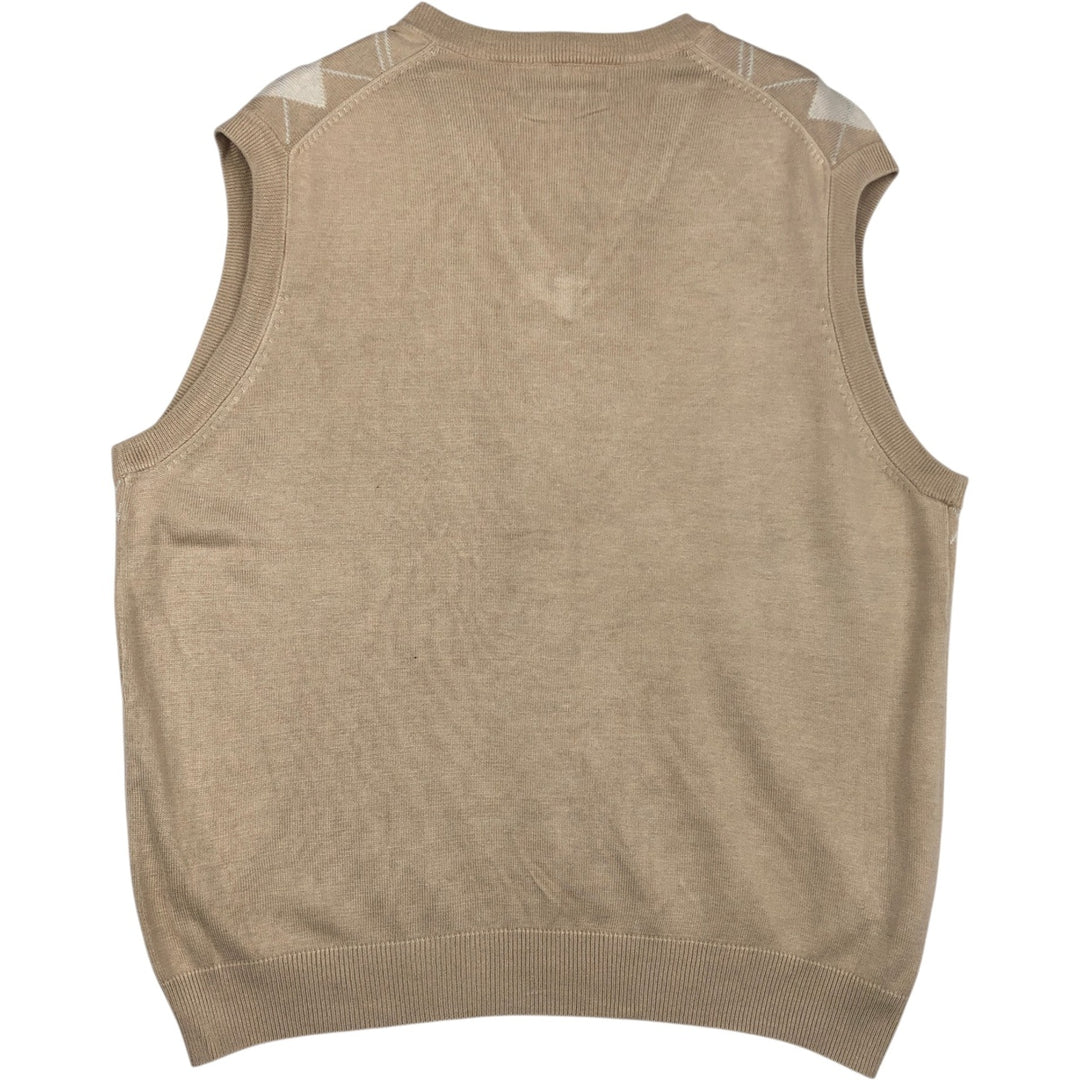 Brooks Brothers Argyle Pattern V-Neck Silk Knit Vest, Men's Size M (approx.) silk Beige type Vintage Second Hand