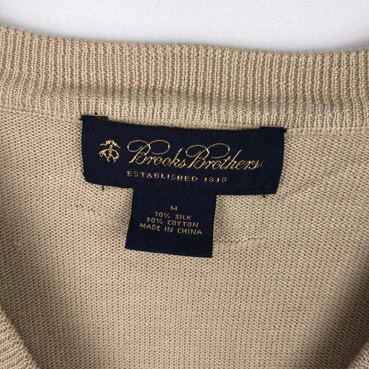 Brooks Brothers Argyle Pattern V-Neck Silk Knit Vest, Men's Size M (approx.) silk Beige type Vintage Second Hand