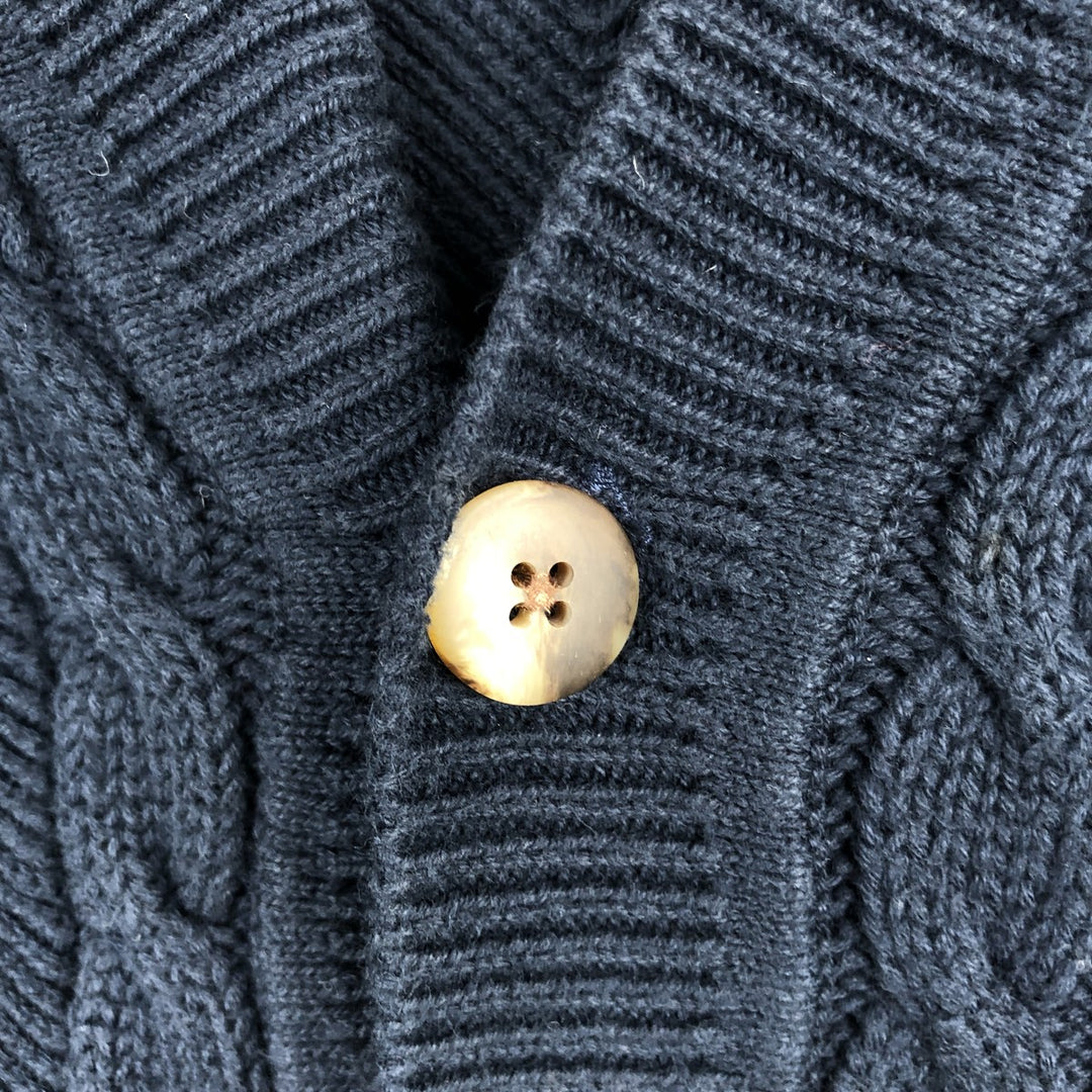 ~1990'S Eddie Bauer Open-Front Cotton Knit Vest, Made in Hong Kong, Men's Size M (Equivalent), Vintage cotton navy blue type Vintage Second Hand