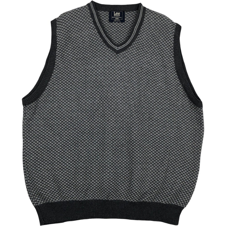 90'S Lee SPORT all-over print V-neck cotton knit vest, made in USA, men's size XL equivalent, vintage. cotton gray type Vintage Second Hand