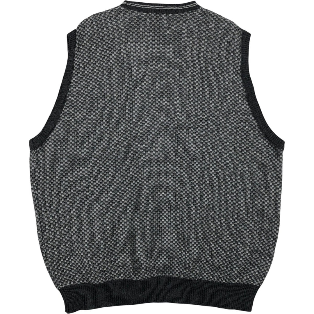 90'S Lee SPORT all-over print V-neck cotton knit vest, made in USA, men's size XL equivalent, vintage. cotton gray type Vintage Second Hand