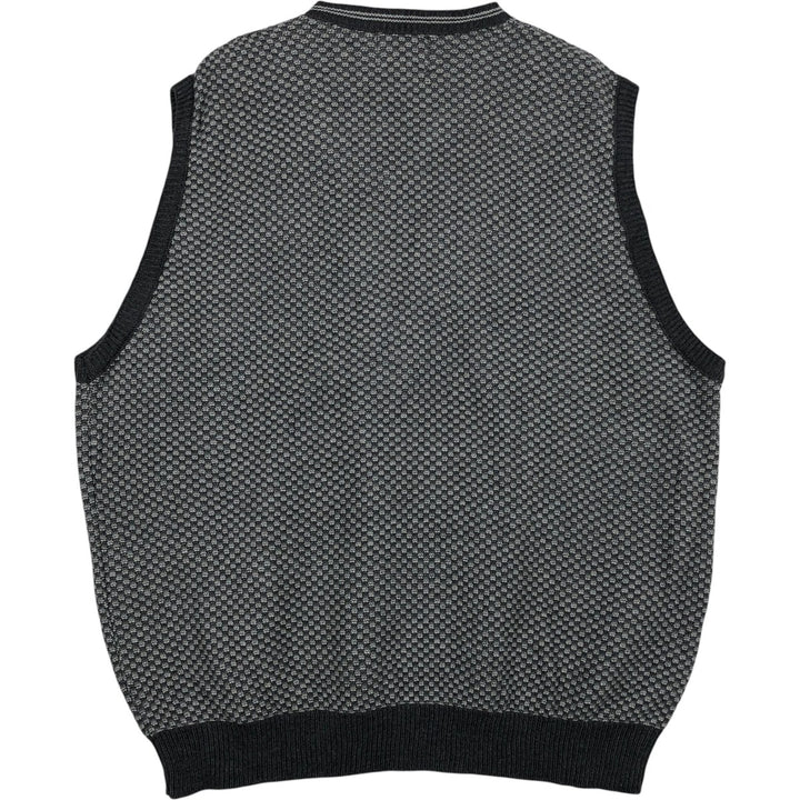 90'S Lee SPORT all-over print V-neck cotton knit vest, made in USA, men's size XL equivalent, vintage. cotton gray type Vintage Second Hand