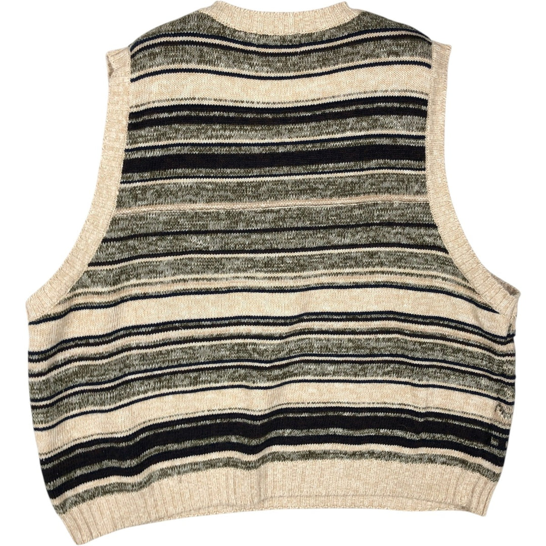 1990'S St. John's Bay Fair Isle Pattern V-Neck Knit Vest, Men's Size L (approx.), Vintage unclear Beige type Vintage Second Hand