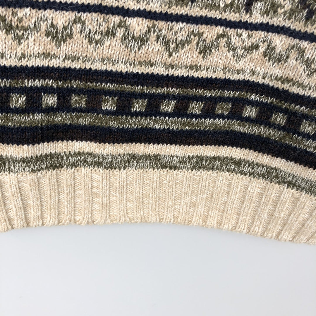 1990'S St. John's Bay Fair Isle Pattern V-Neck Knit Vest, Men's Size L (approx.), Vintage unclear Beige type Vintage Second Hand