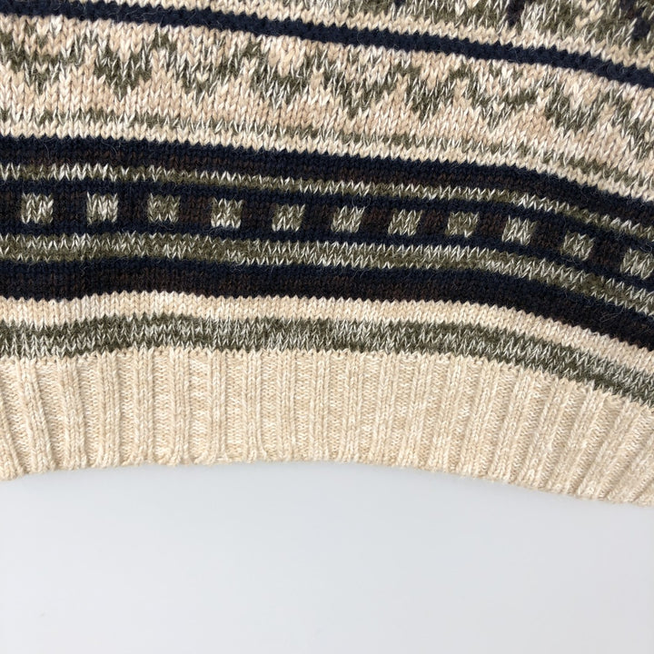 1990'S St. John's Bay Fair Isle Pattern V-Neck Knit Vest, Men's Size L (approx.), Vintage unclear Beige type Vintage Second Hand