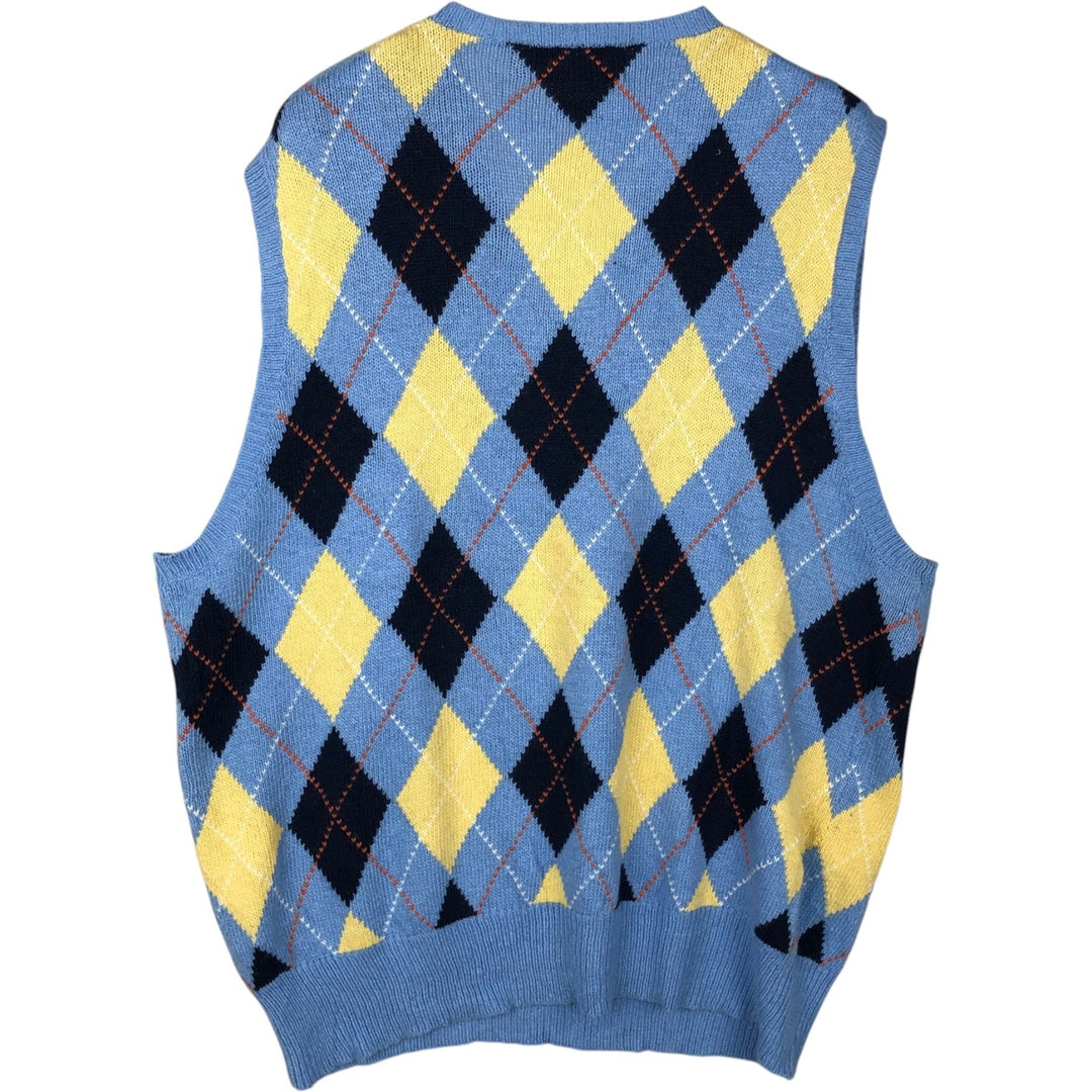 Ralph Lauren POLO by Ralph Lauren Argyle Pattern Cashmere Blend V-Neck Cotton Knit Vest, Men's XXL equivalent. cotton Blue type light blue Vintage Second Hand