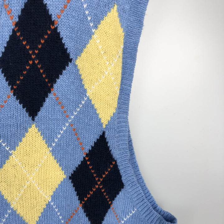 Ralph Lauren POLO by Ralph Lauren Argyle Pattern Cashmere Blend V-Neck Cotton Knit Vest, Men's XXL equivalent. cotton Blue type light blue Vintage Second Hand