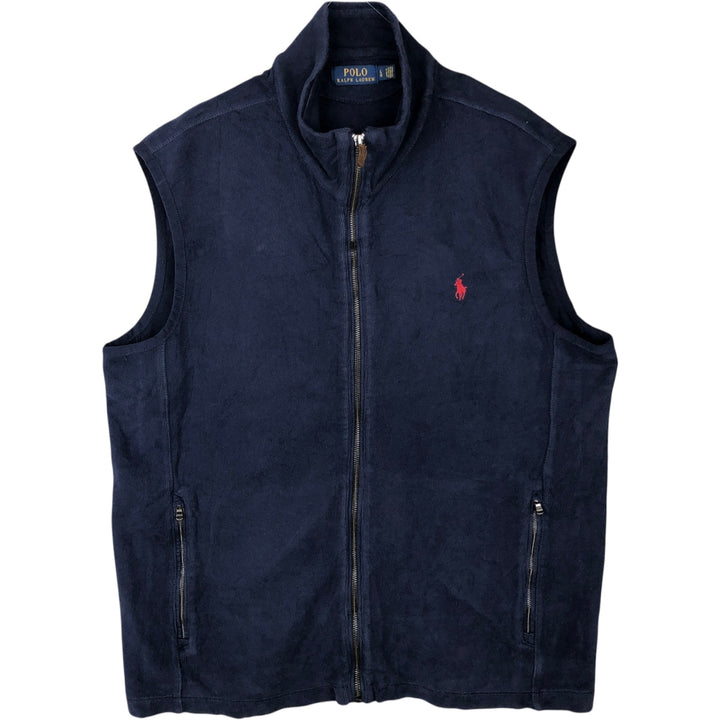 Ralph Lauren POLO RALPH LAUREN Open-front Cotton Knit Vest, Men's Size L (approx.) unclear navy blue type Vintage Second Hand