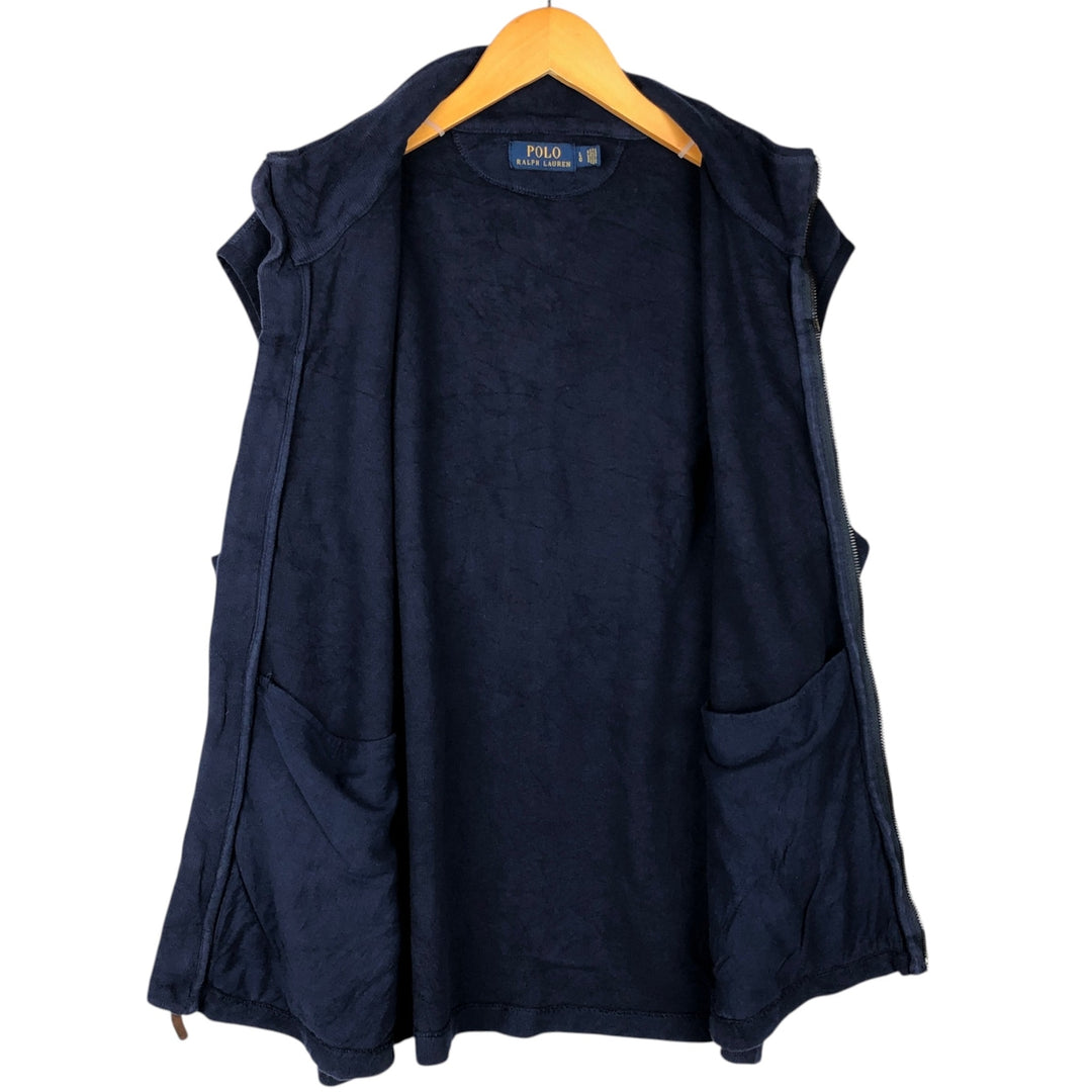 Ralph Lauren POLO RALPH LAUREN Open-front Cotton Knit Vest, Men's Size L (approx.) unclear navy blue type Vintage Second Hand