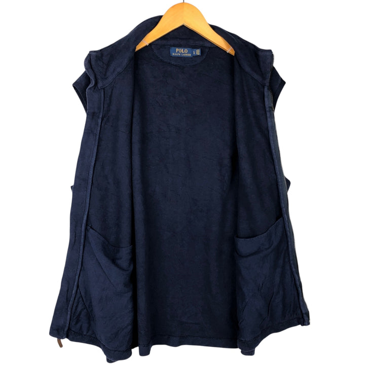 Ralph Lauren POLO RALPH LAUREN Open-front Cotton Knit Vest, Men's Size L (approx.) unclear navy blue type Vintage Second Hand