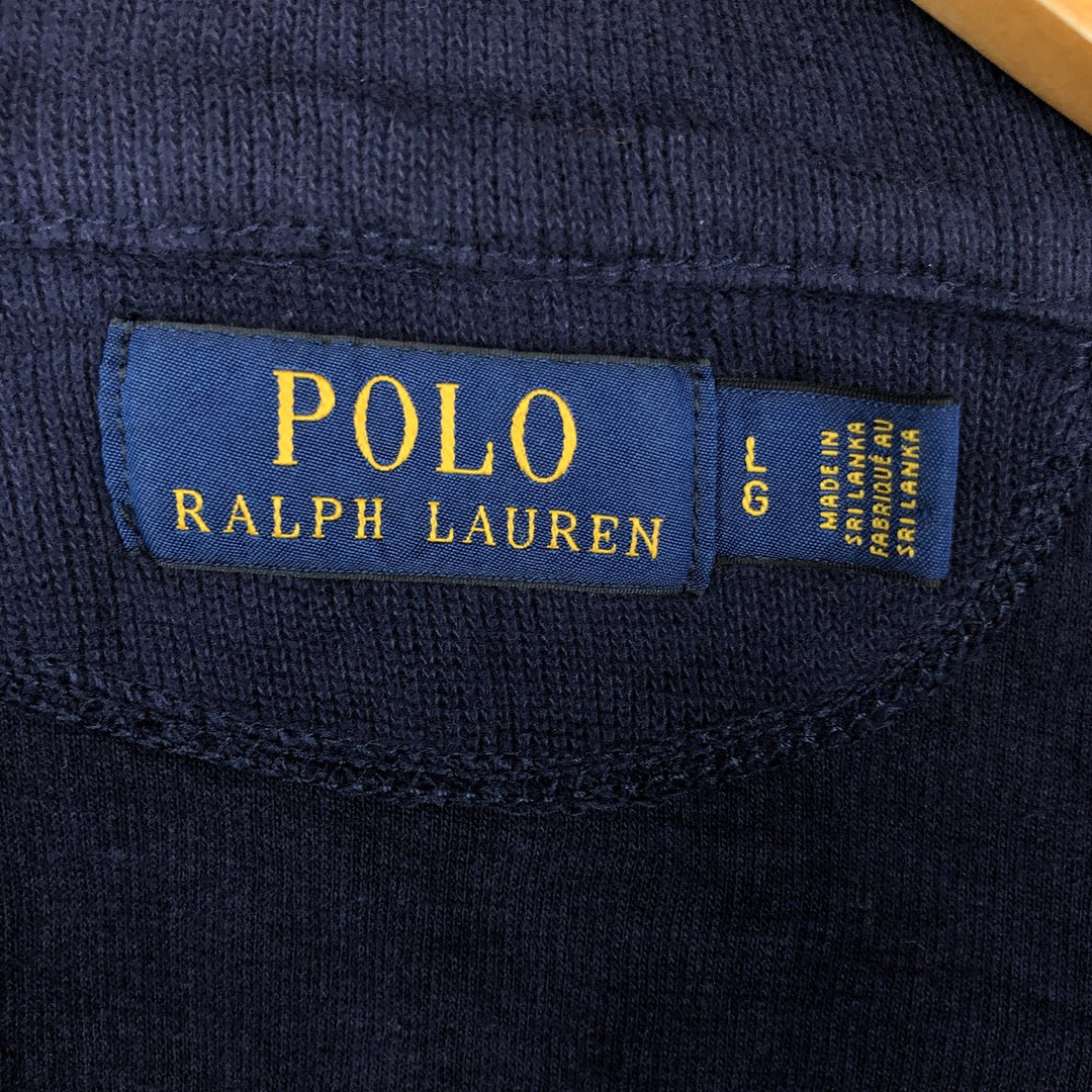 Ralph Lauren POLO RALPH LAUREN Open-front Cotton Knit Vest, Men's Size L (approx.) unclear navy blue type Vintage Second Hand
