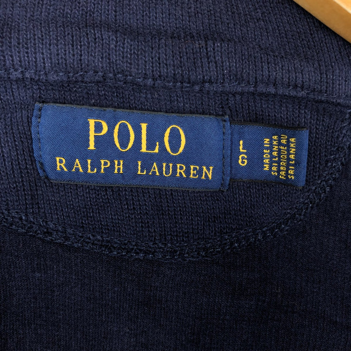 Ralph Lauren POLO RALPH LAUREN Open-front Cotton Knit Vest, Men's Size L (approx.) unclear navy blue type Vintage Second Hand