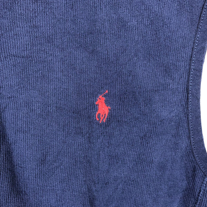Ralph Lauren POLO RALPH LAUREN Open-front Cotton Knit Vest, Men's Size L (approx.) unclear navy blue type Vintage Second Hand