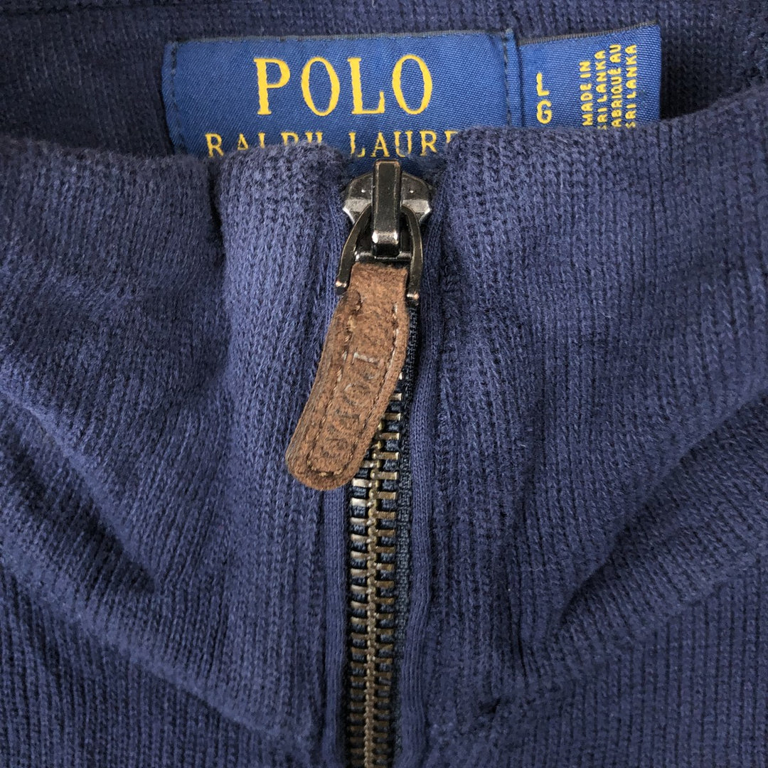 Ralph Lauren POLO RALPH LAUREN Open-front Cotton Knit Vest, Men's Size L (approx.) unclear navy blue type Vintage Second Hand