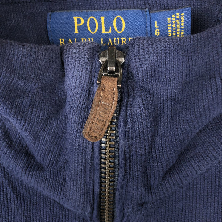 Ralph Lauren POLO RALPH LAUREN Open-front Cotton Knit Vest, Men's Size L (approx.) unclear navy blue type Vintage Second Hand