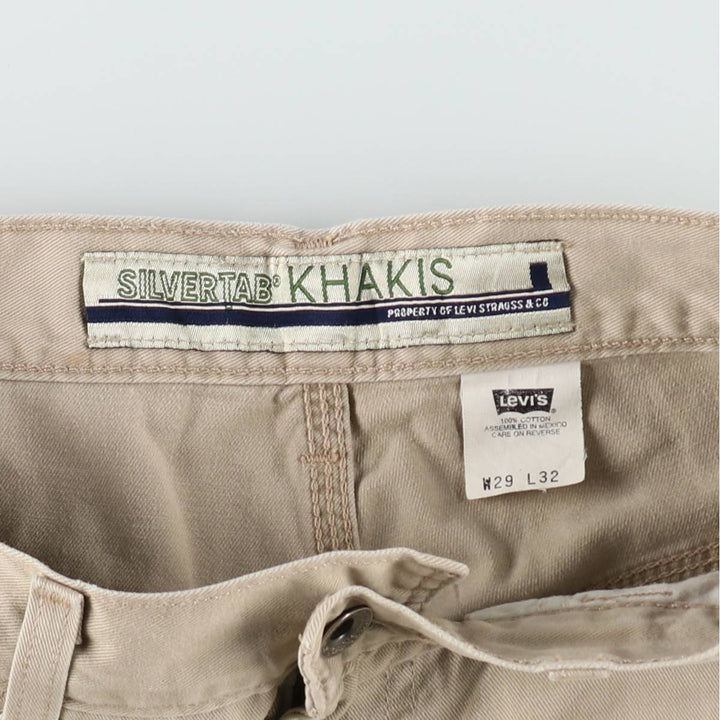 1990'S Levi's Silver Tab Khakis Chino Pants, W29 L32 (Men's equivalent to W29), Vintage. cotton Beige type Vintage Second Hand