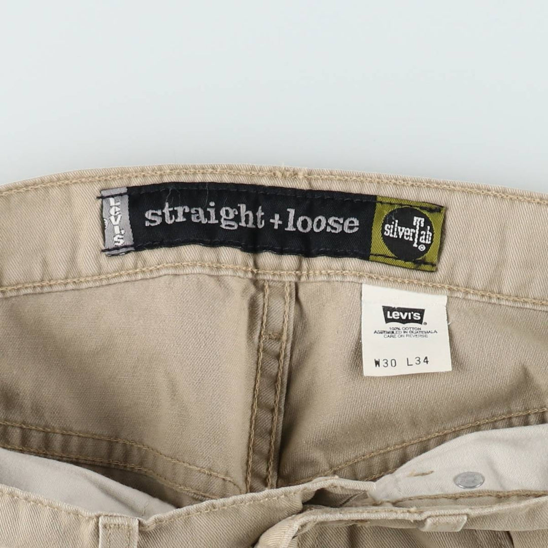1990'S Levi's SILVER TAB Straight Loose Chino Pants, Men's W30 (approx.), Vintage cotton Beige type Vintage Second Hand