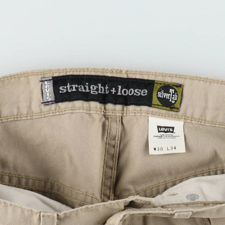 1990'S Levi's SILVER TAB Straight Loose Chino Pants, Men's W30 (approx.), Vintage cotton Beige type Vintage Second Hand