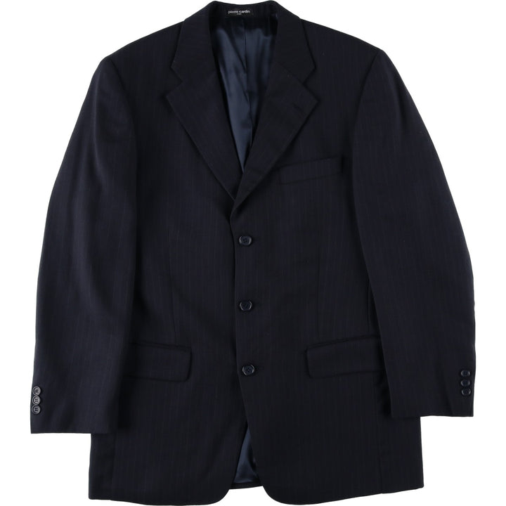 Pierre Cardin striped wool tailored jacket, made in Canada, men's size L equivalent. wool navy blue type Vintage Second Hand