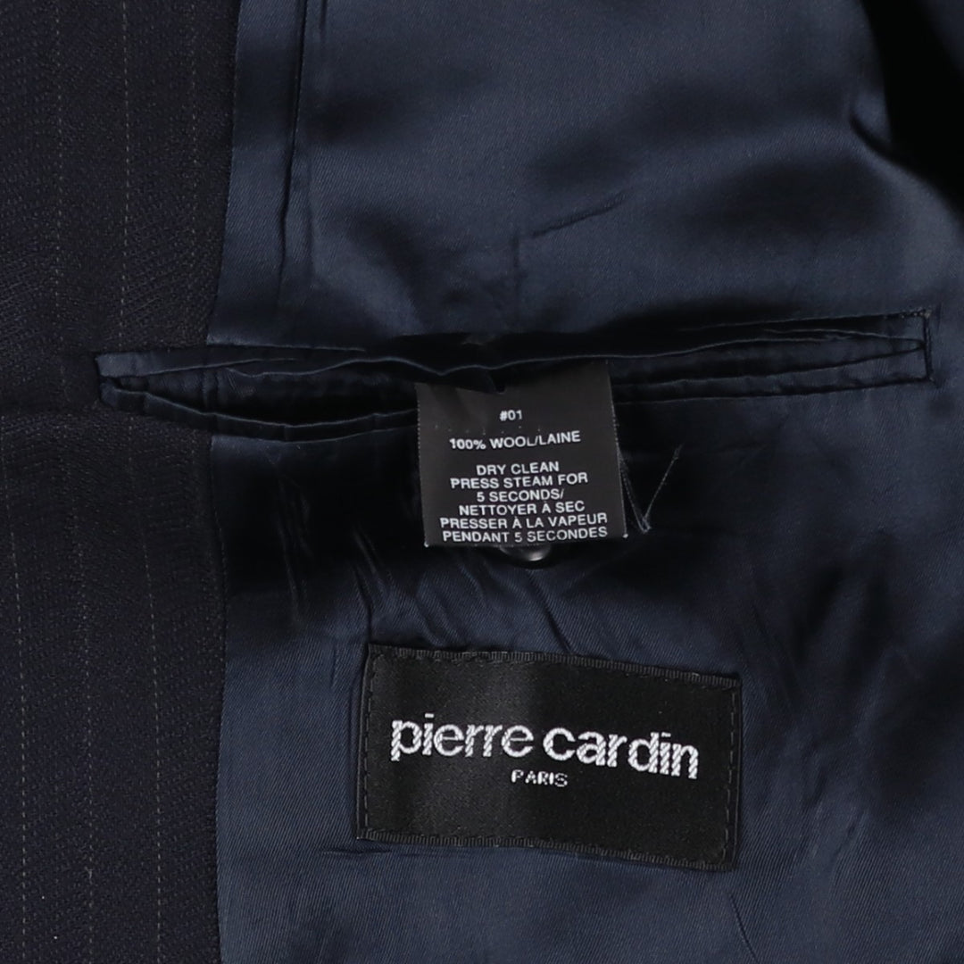 Pierre Cardin striped wool tailored jacket, made in Canada, men's size L equivalent. wool navy blue type Vintage Second Hand