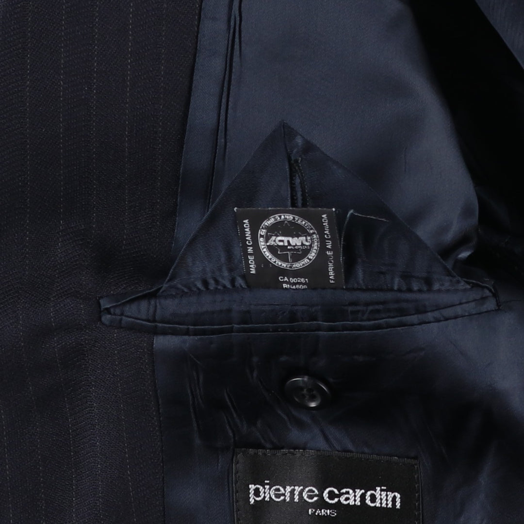Pierre Cardin striped wool tailored jacket, made in Canada, men's size L equivalent. wool navy blue type Vintage Second Hand