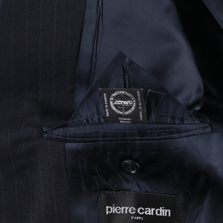 Pierre Cardin striped wool tailored jacket, made in Canada, men's size L equivalent. wool navy blue type Vintage Second Hand