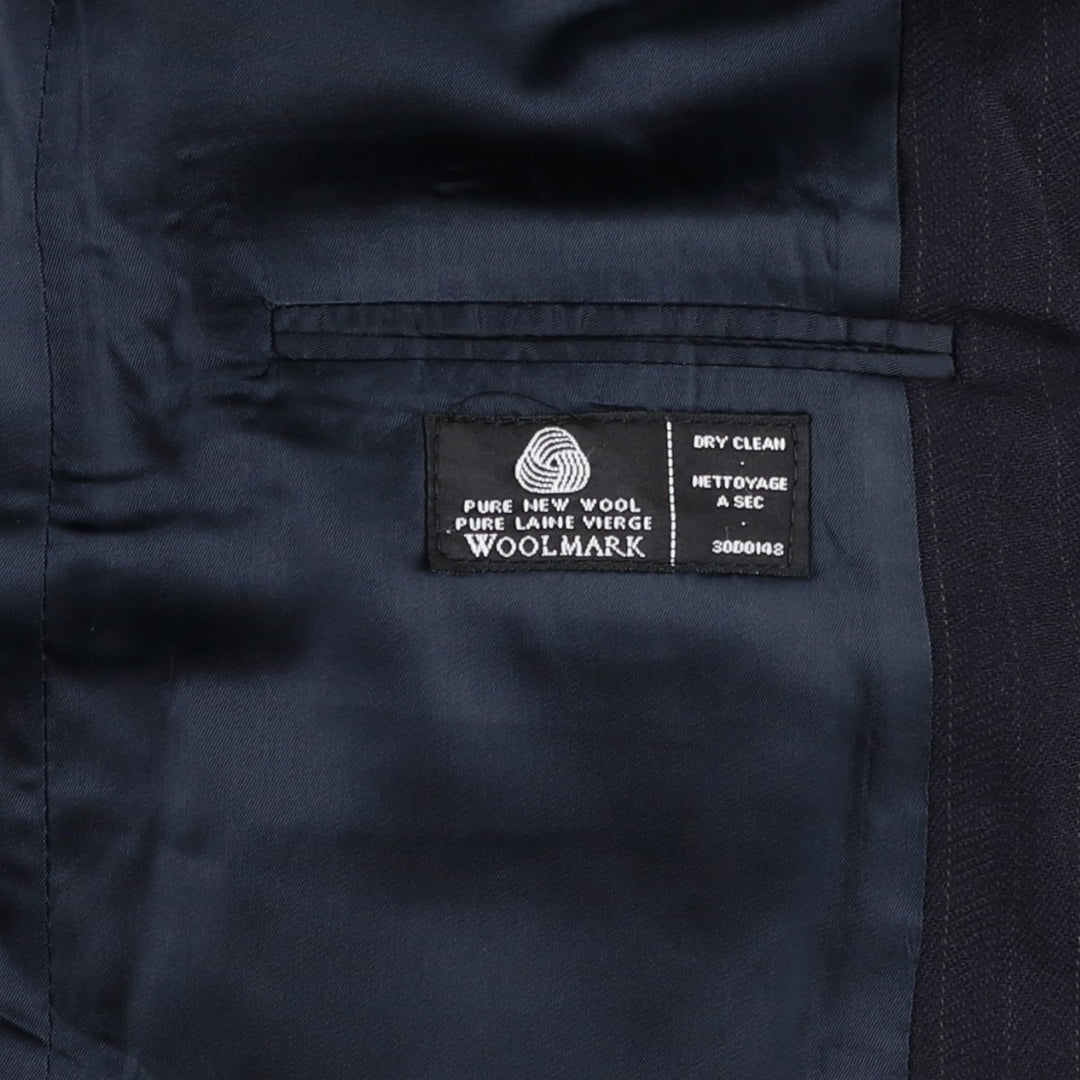 Pierre Cardin striped wool tailored jacket, made in Canada, men's size L equivalent. wool navy blue type Vintage Second Hand