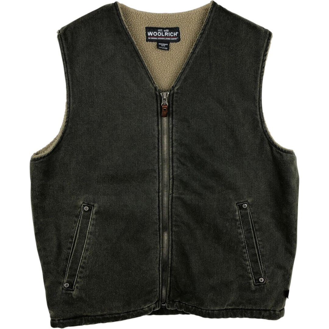 Woolrich Boa Vest, Men's Size M (approx.) cotton Khaki type Vintage Second Hand